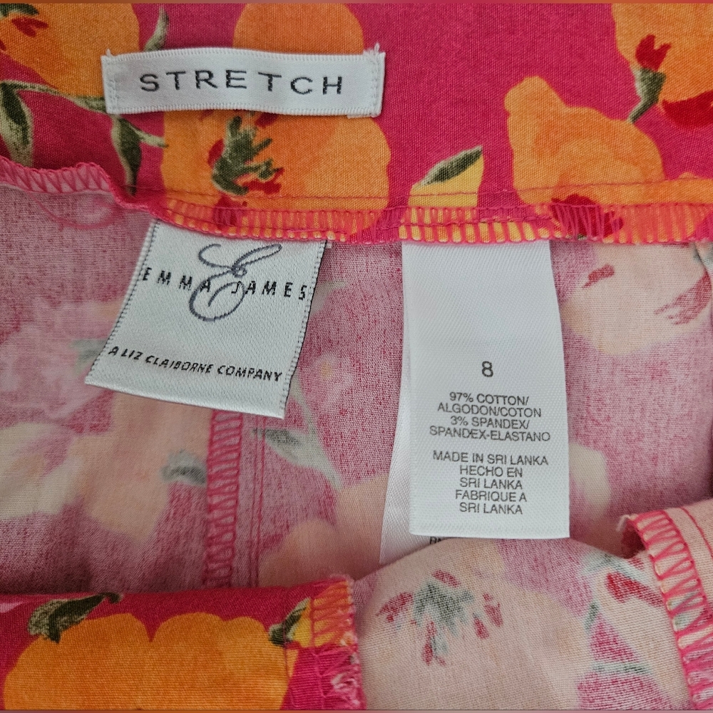EMMA JAMES Pink & Orange Floral Cropped Pants | SZ 8 - Picture 5 of 5